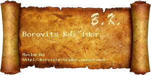 Borovits Káldor névjegykártya
